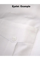 Men’s white fitted pilot shirt short sleeve with eyelets