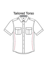 Men’s white fitted pilot shirt short sleeve tailored torso