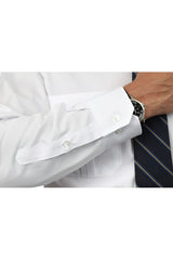 Men’s white tapered pilot shirt sleeve