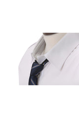 Men’s white tapered  pilot shirt collar