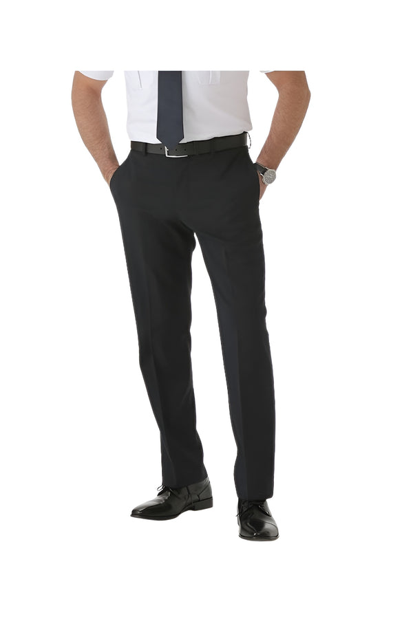 Men’s black pilot trousers tailored fit front view