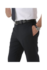 Men’s black pilot trousers tailored fit angled view