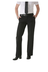 Women’s black pilot trousers tailored fit front view close up